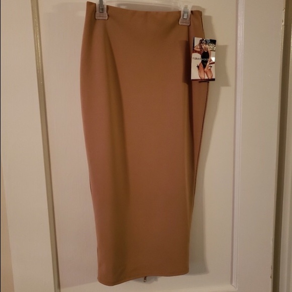 Camel zipper pencil skirt